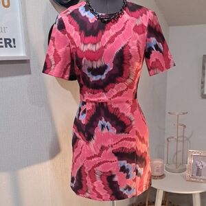 French Connection Pink Abstract Print Mini Dress